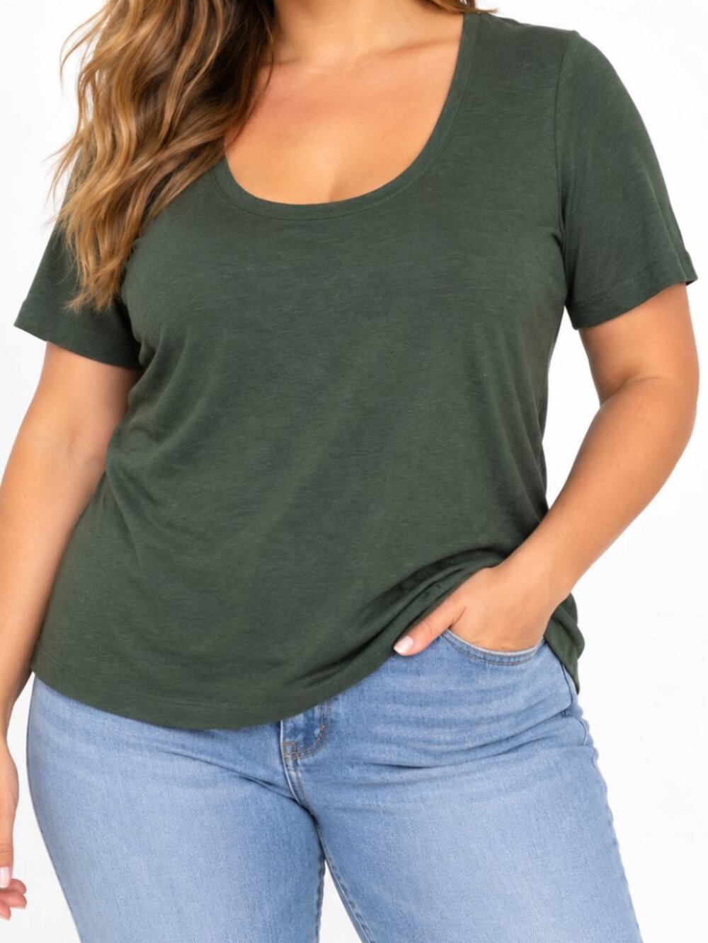Athleta Outbound Scoop Tee 1X Olive Green Plus Size Athleisure Casual